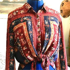 Dress Barn buttondown BOHO blouse SZ M